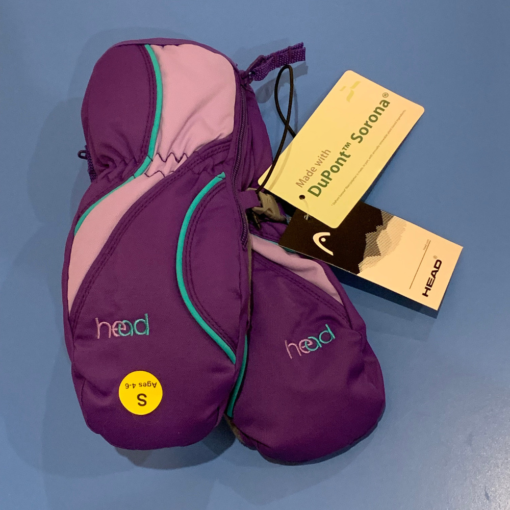 New Head-Junior Ski Mittens-Purple-Size S(Age 4-6)